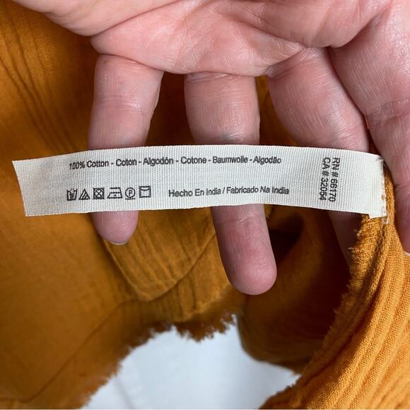 Free People Orange Brown Cotton Gauze Drape Front Top Sz.M - Picture 7 of 9